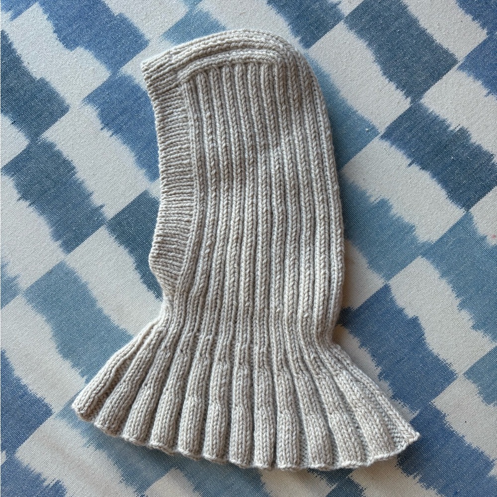 Knit Ribbed Balaclava in Beige